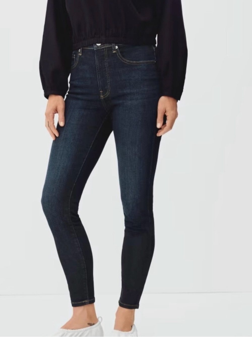 Everlane Mid Rise Skinny Ankle Jeans in Dark Indigo, Size 30, 26” Inseam